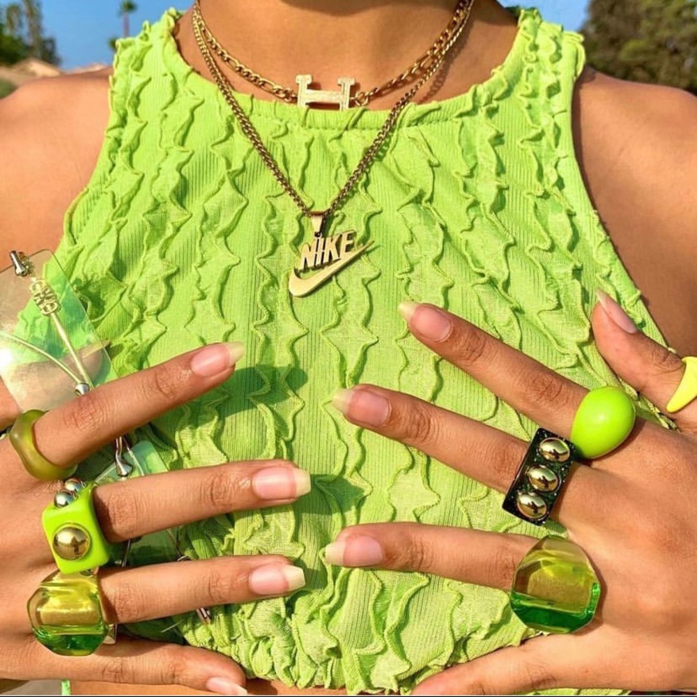 Vintage Neon Green Acrylic Ring Size 7